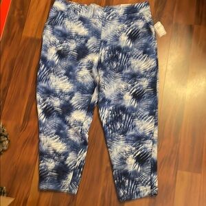 Lands End Serious Sweats No Cuff Joggers with Large Pockets Ombré Blue Fleece L
